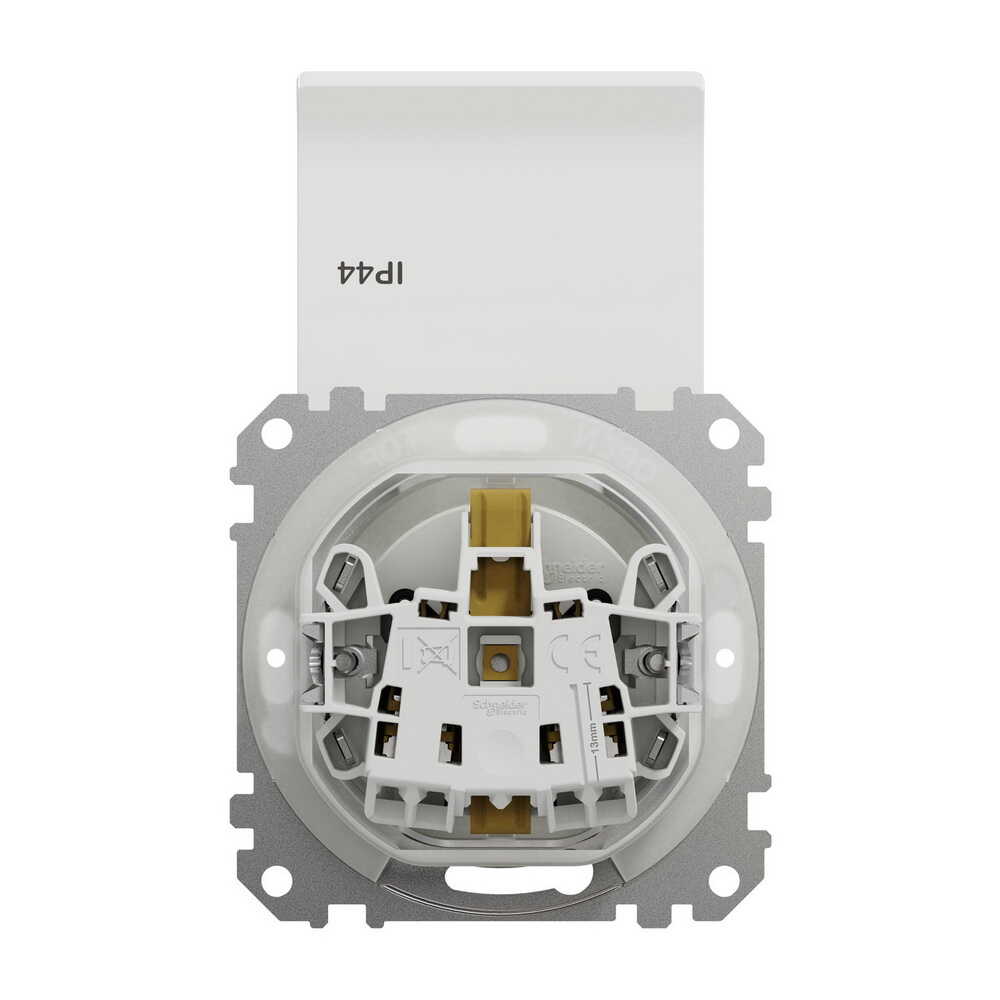 Розетка Schneider Sedna Design біла 1-на з заземленням з шторками з кришкою IP44 ( SDD211024 )